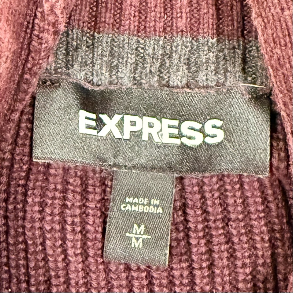 Express Men's Dark Purple Zip Up Sweater - Picture 7 of 8